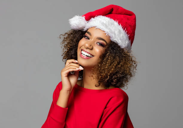 美しいアフリカ系アメリカ人モデル - beauty women human face christmas ストックフォトと画像