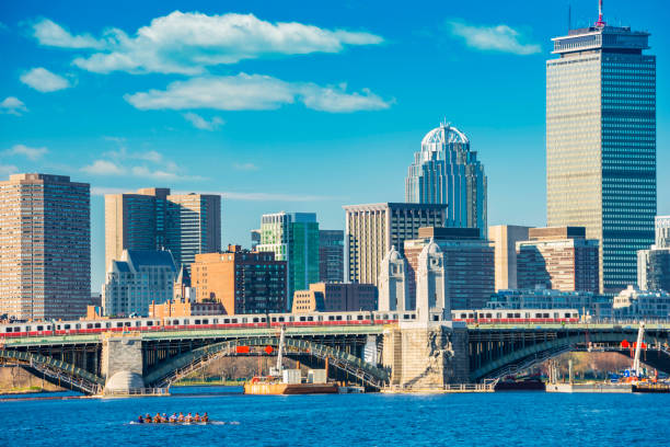 Cityscape of Boston Cityscape of Boston, Charles River and Longfellow Bridge, located in Boston, Massachusetts, USA. boston prudential building stock pictures, royalty-free photos & images