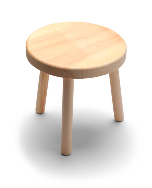 Foot Stool Small Round Foot Stool Isolated on a White Background. round wooden chair stock pictures, royalty-free photos & images