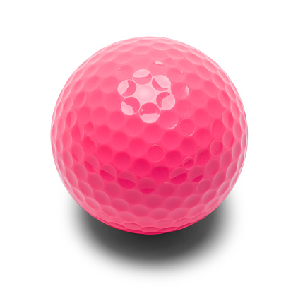 Pink Miniature Golf Ball Isolated on a White Background.