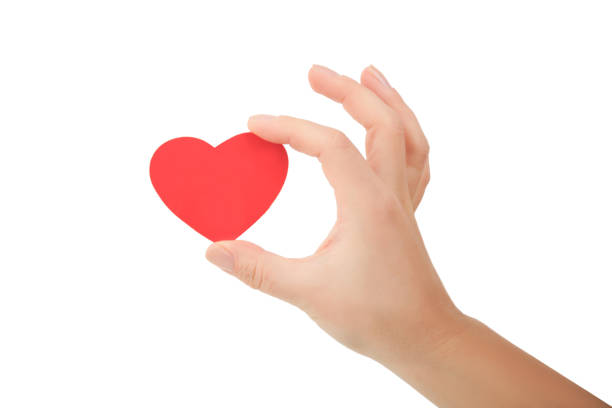 istock hand holding small bright red heart on white background 911166452