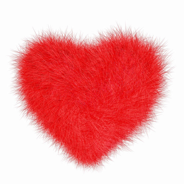 мех опухшие красное сердце изолированы на белом - heart shape pillow cushion textile стоковые фото и изображения