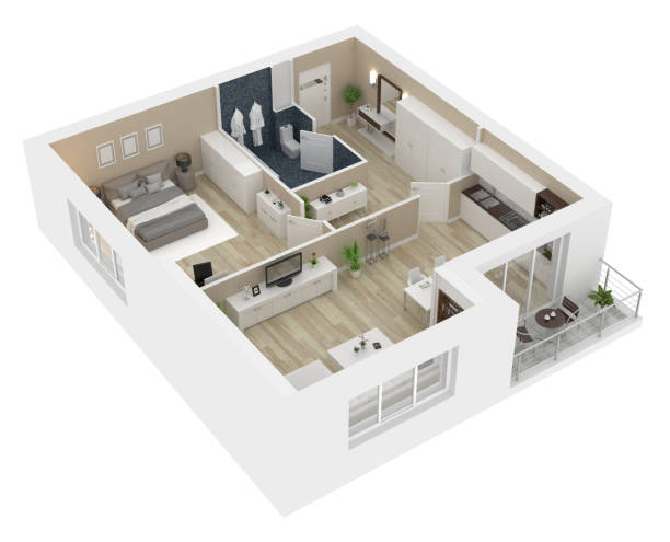 istock Floor plan top view. Apartment interior isolated on white background. 3D render 911169426