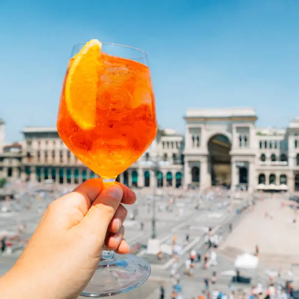 Photo of Spritz aperol drink in Milan, overlooking Piazza Duomo