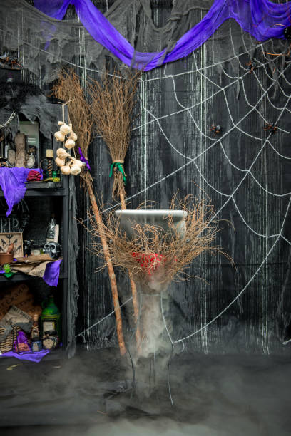 istock A boiling potion in the witch's cauldron in a dark room with magical props 911190448