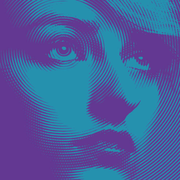 ultra violet nahaufnahme gravieren von gesicht einer jungen frau - woman face close up stock-grafiken, -clipart, -cartoons und -symbole