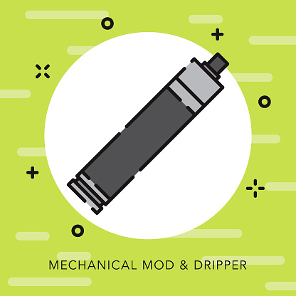 A flat design/thin line vaping themed icon with small openings in the outlines to add some character. Color swatches are global so it’s easy to edit and change the colors.