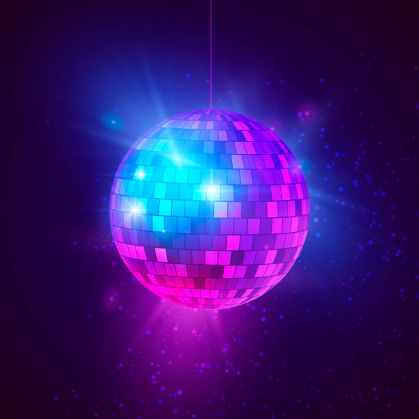 istock Disco ball with bright rays and bokeh. Music and dance night party background. Abstract night club retro background 80s and 90s. Vector illustration 911284188