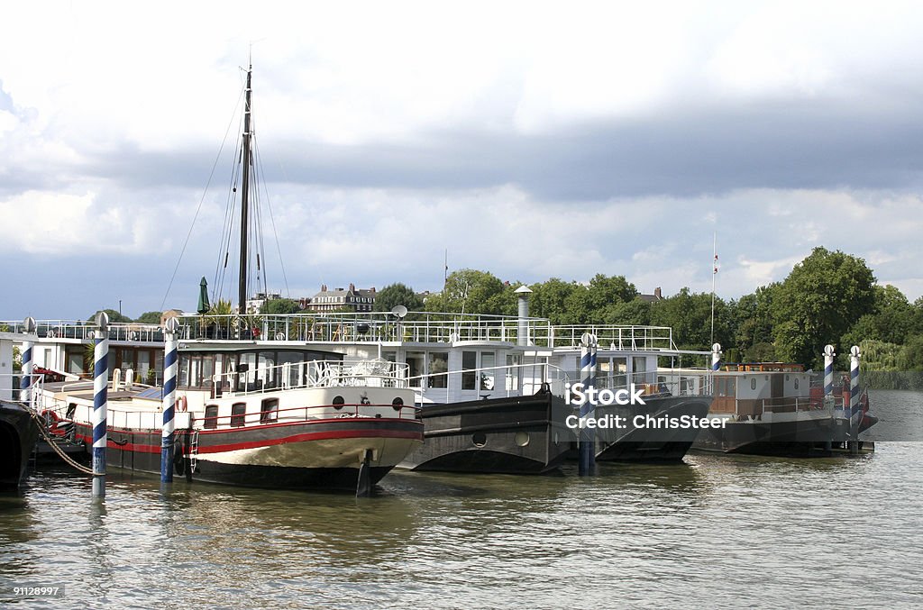 Boats docked in Putney on the River Thames  Color Image Stock Photo