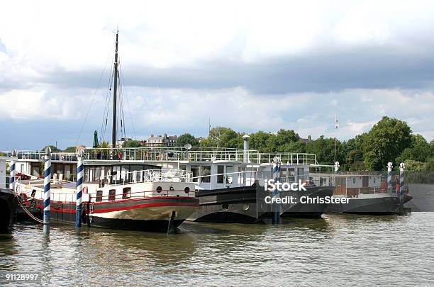 Boats Docked In Putney On The River Thames Stock Photo - Download Image Now - Color Image, England, Horizontal