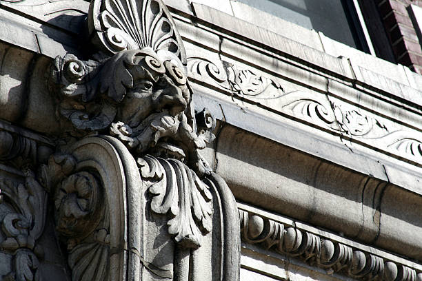 istock Stone Sentry: Sculpture on Building in Grand Rapids Michigan 91129257