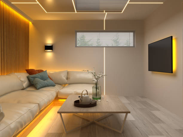 istock Interior modern design room 3D illustration 911295386