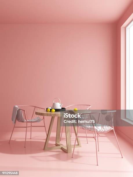 Interno Moderno Design Sala Illustrazione 3d - Fotografie stock e altre immagini di Rosa - Colore - Rosa - Colore, Cucina, Soffitto