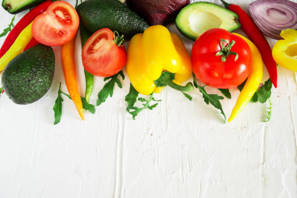 istock Set of fresh vegetables on a light background 911295576