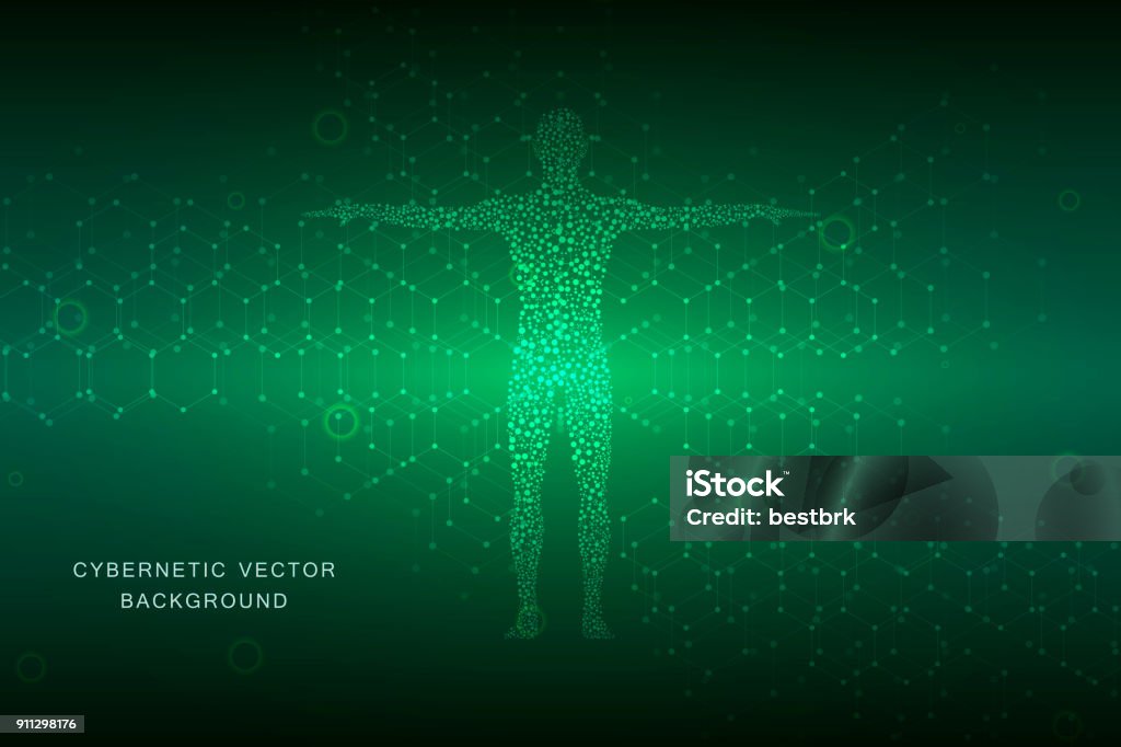 Human Vector Science Vector Human Body With Molecules Dna Medicine Science And Technology ...