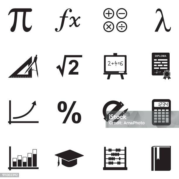 数学のアイコン黒のフラット デザインベクトルの図 - 数学記号のベクターアート素材や画像を多数ご用意 - 数学記号, 数学, アイコン