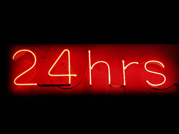 istock Neon red sign 24 hrs 91130261