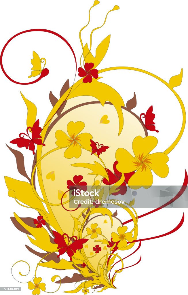 Flores y mariposas-vector - Ilustración de stock de Abstracto libre de derechos