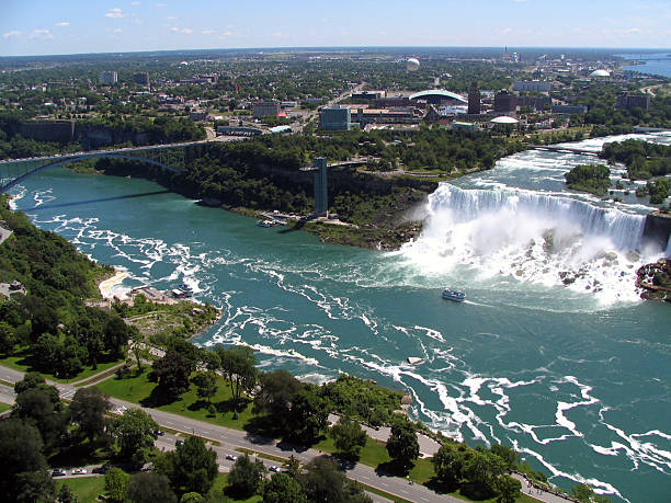 istock Niagara Falls, Rainbow Bridge - Aerial View 91131140