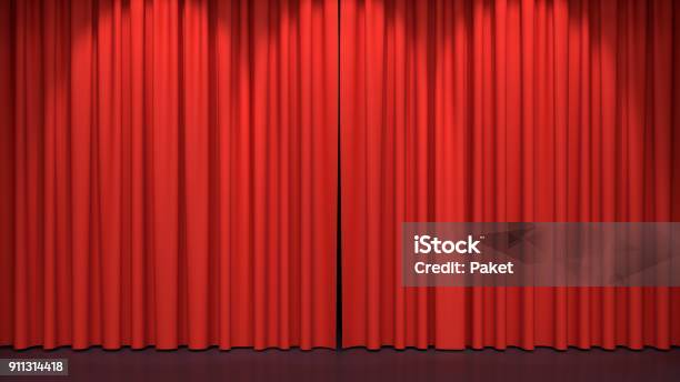 Red Stage Curtains Stock Photo - Download Image Now - Curtain, Red, Stage Theater