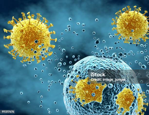 Enfermedad De Infección Viral Atacando Células Idea Abstracta Ilustración Foto de stock y más banco de imágenes de Virus