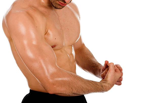 mężczyzna stron mięśni ciała - muscular build chest body building sport zdjęcia i obrazy z banku zdjęć