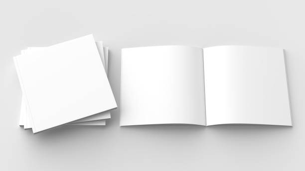 istock Square brochure, magazine, book or catalog mock up isolated on soft gray background. 3D illustrating. 911318380