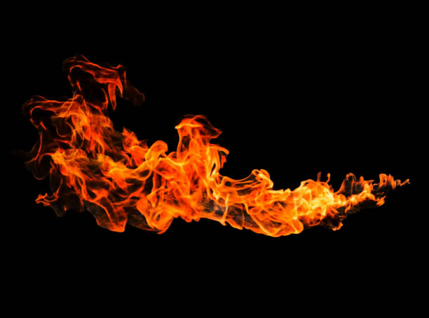 istock Hot Fire on Black Background for Retouch or Decorate Your Photo 911322606