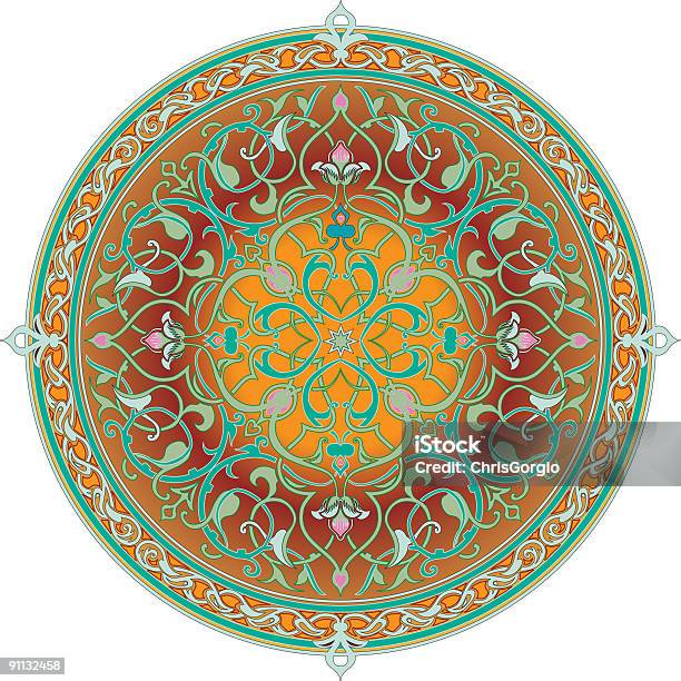 Árabe Padrão Floral Motif - Arte vetorial de stock e mais imagens de Antiguidade - Antiguidade, Art Nouveau, Arte