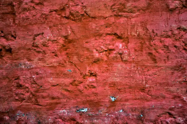 Textrured, Rough and Red Wal of a Village House of Himachal Pradesh, India