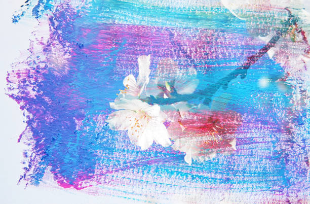 istock dreamy and abstract image of cherry tree. double exposure effect with watercolor brush stroke texture. 911326136