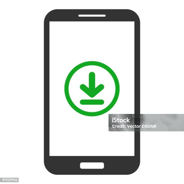 Smartphone With Download Button On Screen Vector Icon Stock Illustration - Download Image Now