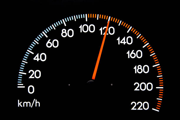 Speedometer 120 kmh stock photo
