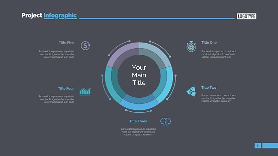 Five Components Diagram Slide Template Stock Illustration - Download ...