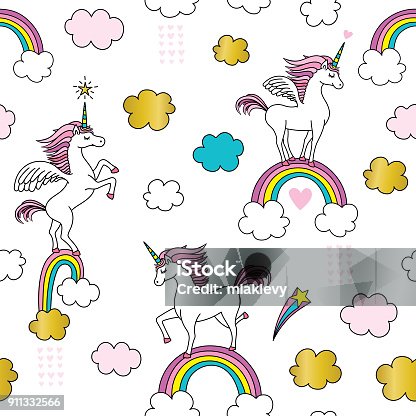 istock Cute Unicorn seamless pattern 911332566
