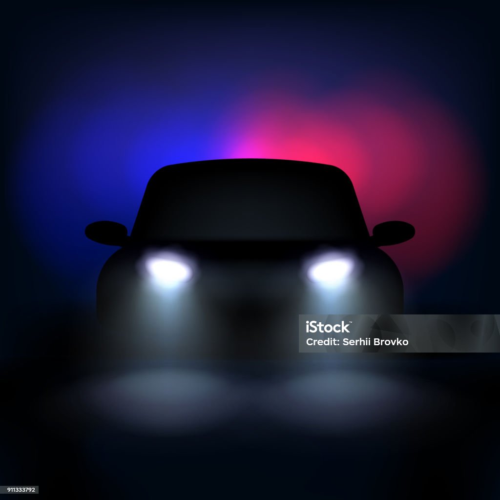 Automobile silhouette with headlights and shadows. Vector illustration. Automobile silhouette with headlights and shadows. Vector illustration. Eps 10. Drunk Driving stock vector