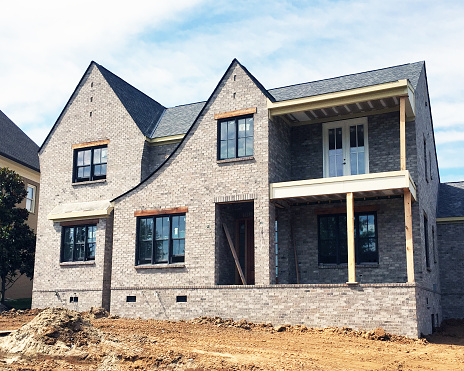 Franklin, Tennessee-June 19, 2016:  Luxury home under construction in this Nashville suburb.