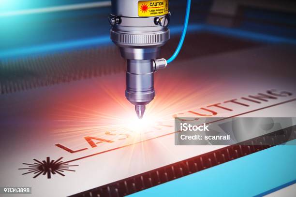 Laser Cutting Technology Stock Photo - Download Image Now - Laser, Engraving, Cutting