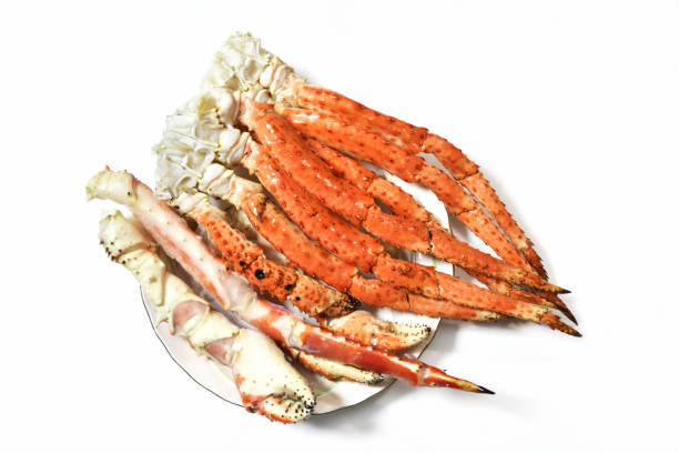 Boiled snow crab leg I thaw the frozen crab on the dish crab leg photos stock pictures, royalty-free photos & images