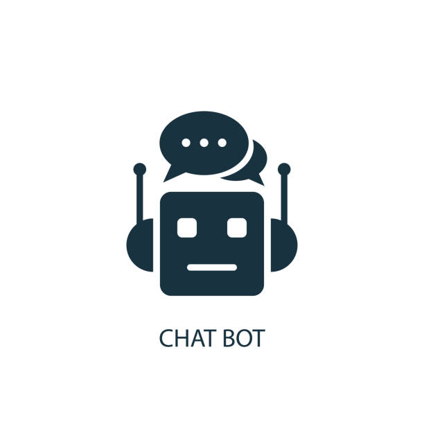 chat-bot-symbol. einfaches element abbildung - roboter stock-grafiken, -clipart, -cartoons und -symbole
