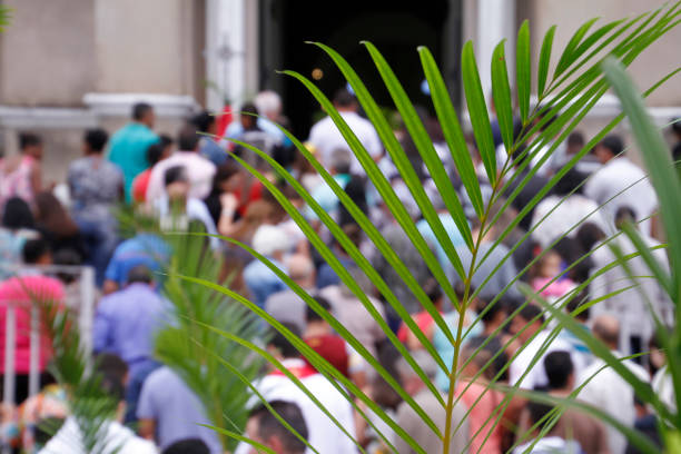 salvador, bahia, brazil - april 2, 2023: Catholics celebrate Palm Sunday, the date marked by the entry of Jesus Christ into Jesusalem.