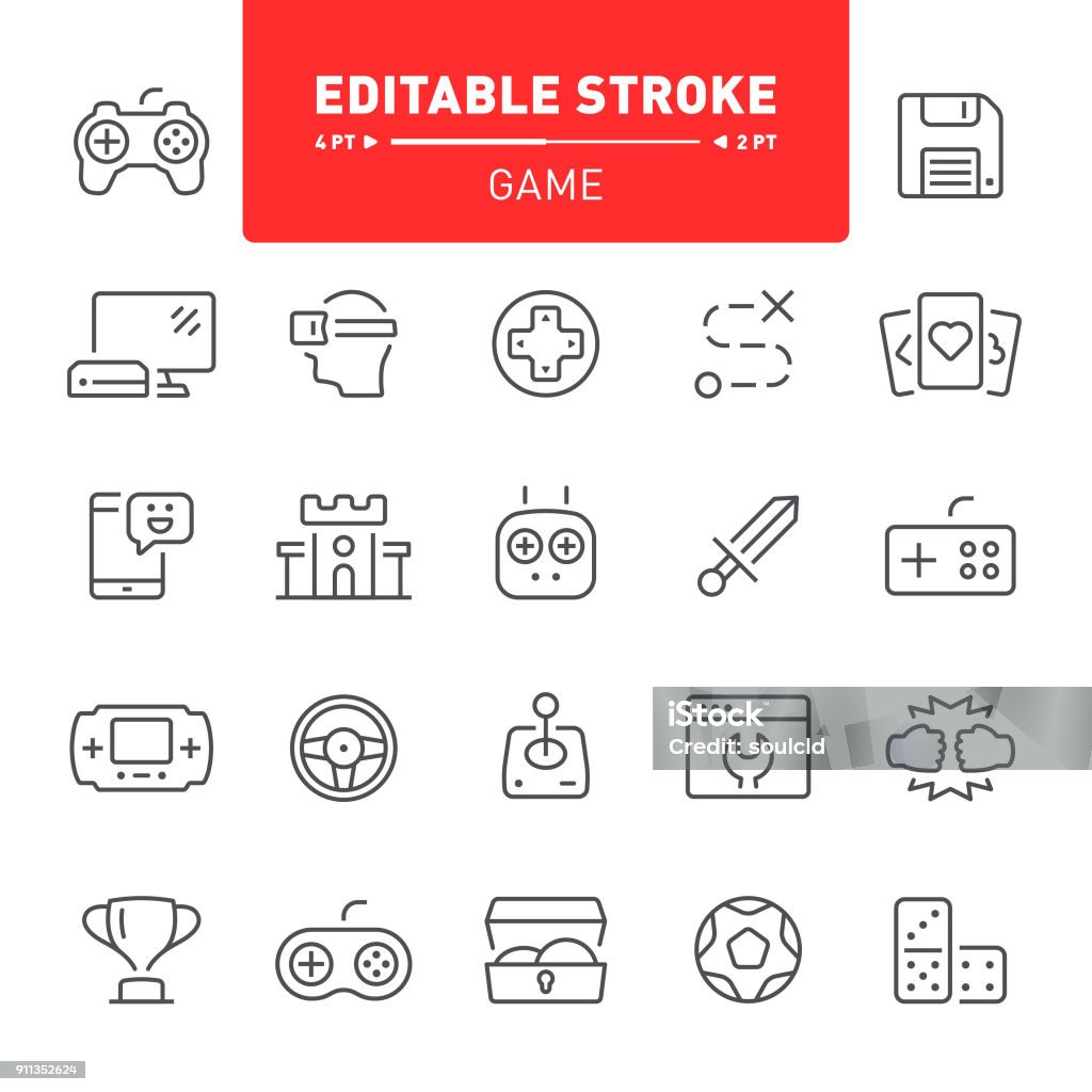Game Icons Video game, leisure games, education, icons, outline, icons, joystick, gamepad, icon Icon Symbol stock vector
