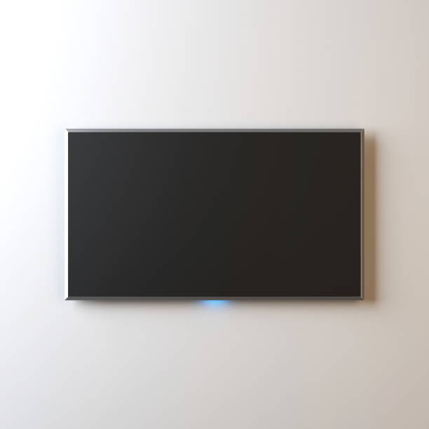 istock Smart TV Mockup, modern LED TV hanging on the wall 911356092
