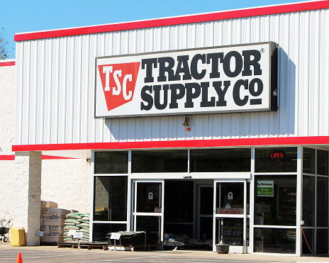 Franklin, Tennessee-October 5, 2015:  Entrance to a Tractor Supply Company retail outlet.  Tractor Supply supplies most everything the small farmer needs to keep the farm running.