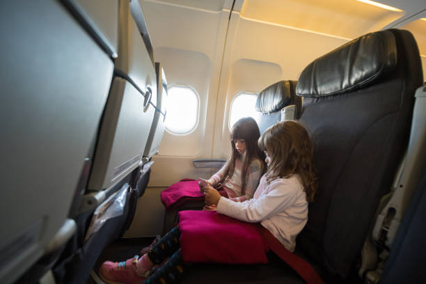 istock Kids traveling by airplane 911366002