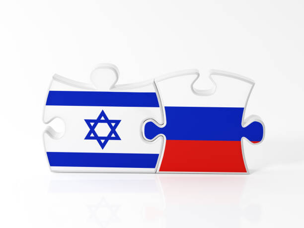 istock Jigsaw Puzzle Pieces Textured With Israeli And Russian Flags 911370848