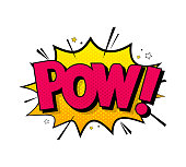istock Comic lettering pow. Vector bright cartoon illustration in retro pop art style. Comic text sound effects. EPS 10. 911373166
