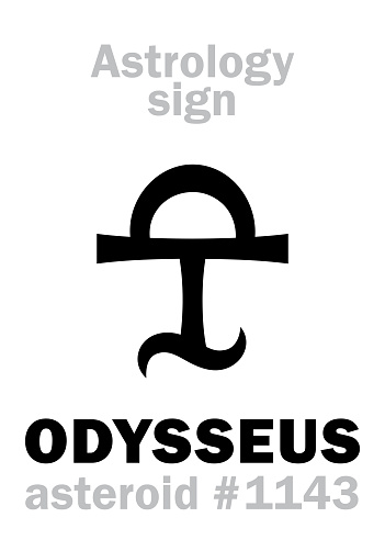 Astrology Alphabet: ODYSSEUS (Ulixes), asteroid #1143. Hieroglyphics character sign (single symbol).