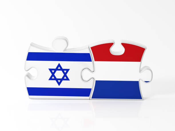 istock Jigsaw Puzzle Pieces Textured With Israeli And Dutch Flags 911378254