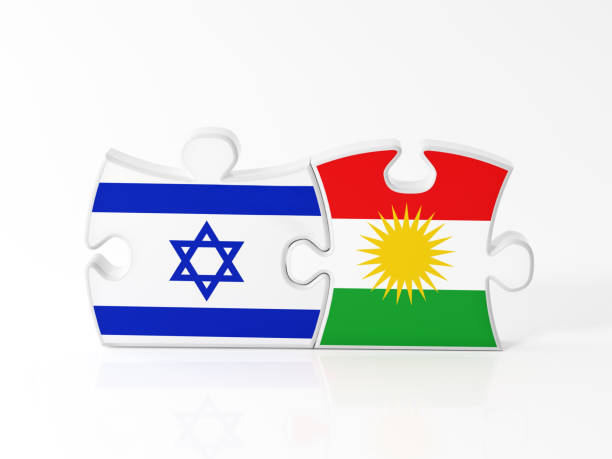 Jigsaw Puzzle Pieces Textured With Israeli And Kurdistan Flags